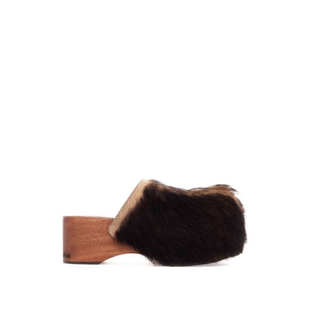 Acne Studios Clogs Calf Hair Platform in Pony Hair - Picture 2 of 14